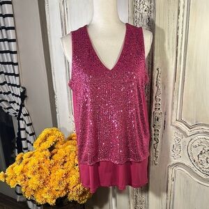MICHAEL Michael Kors Sequin Sleeveless Top - Pink
